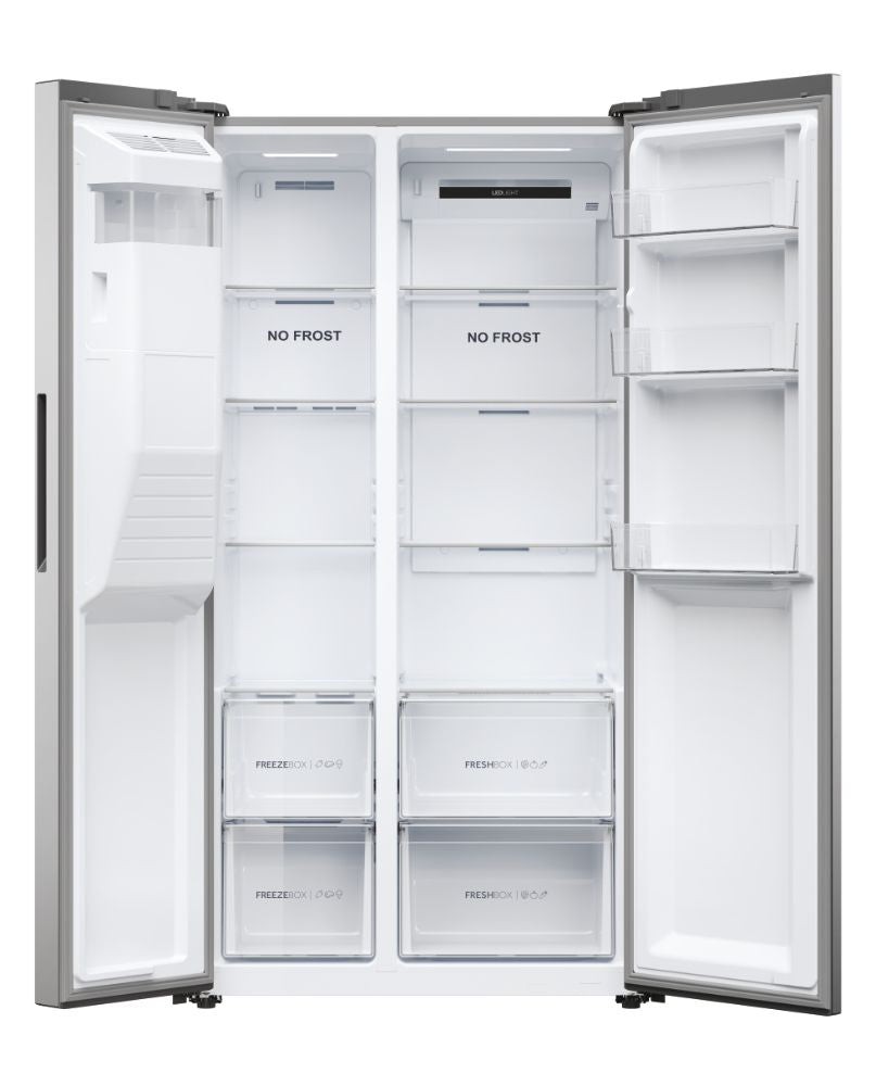Haier HSR5918DIMP(UK) 177cm American Frigde Freezer No Frost Platinum Inox Finish