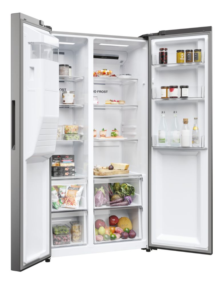 Haier HSR5918DIMP(UK) 177cm American Frigde Freezer No Frost Platinum Inox Finish