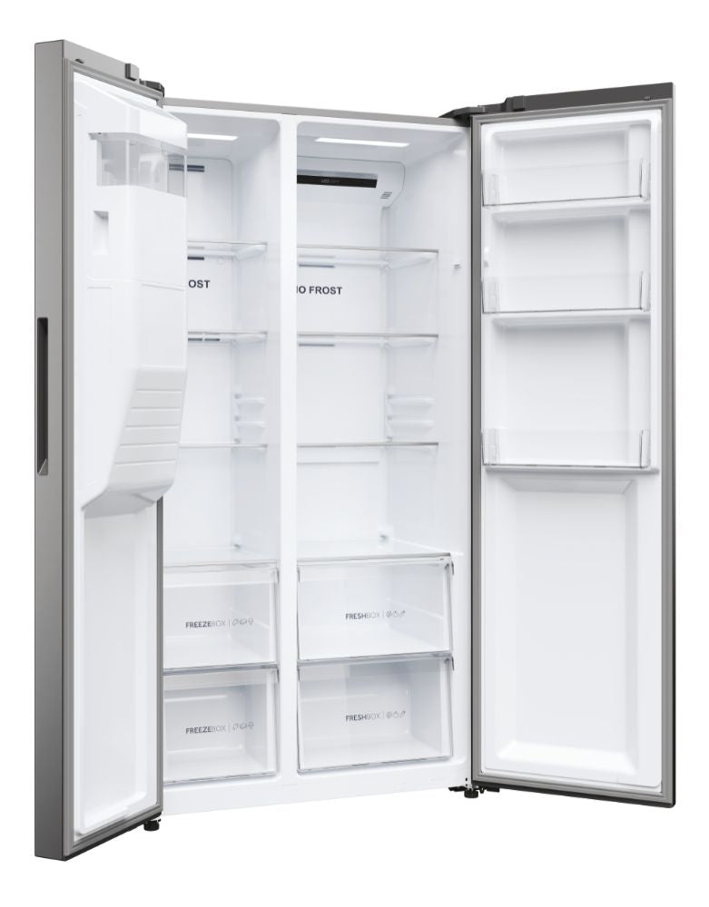 Haier HSR5918DIMP(UK) 177cm American Frigde Freezer No Frost Platinum Inox Finish