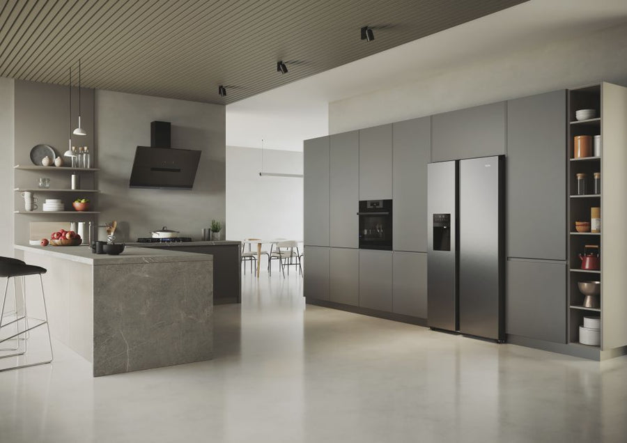 Haier HSR5918DIMP(UK) 177cm American Frigde Freezer No Frost Platinum Inox Finish