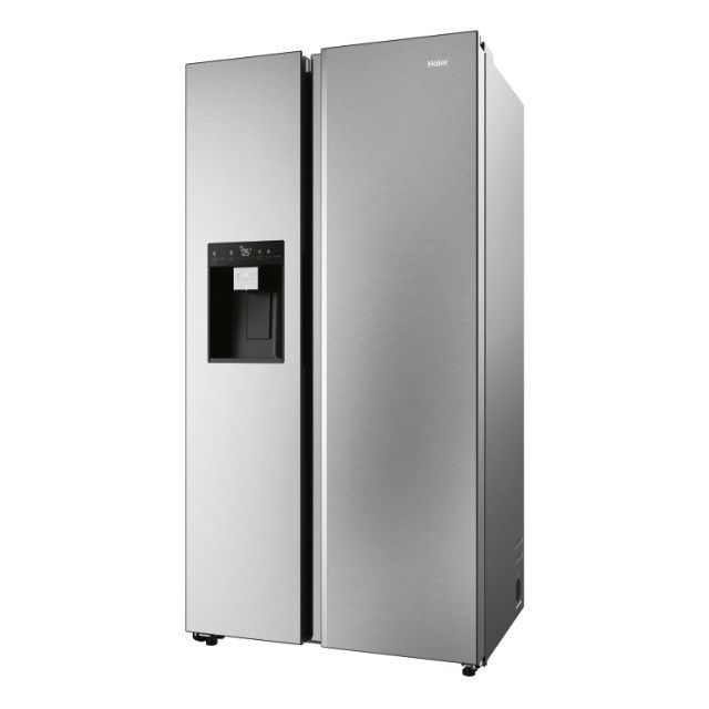 Clearance Haier HSW79F18CIMM 90cm 4 Door American Plumbed water & Ice - New Platinum Inox