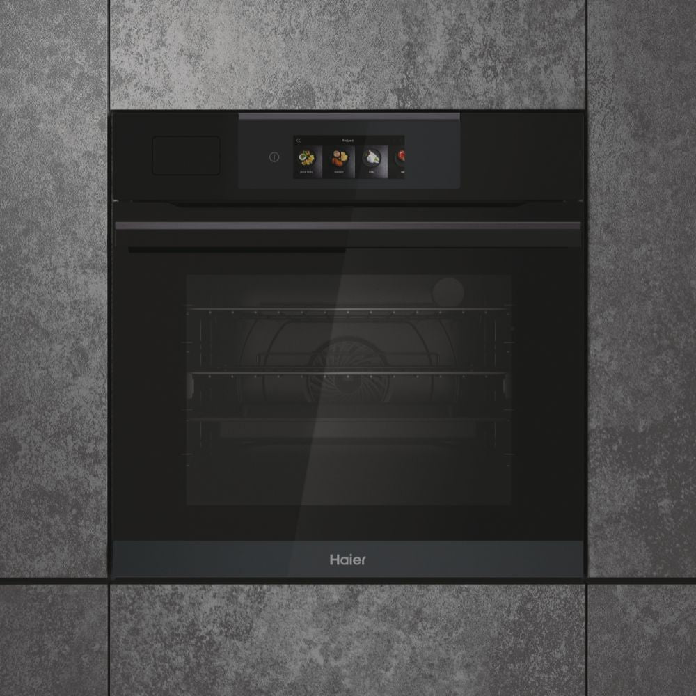 Haier HWO60SM6TS9BH Series 6 60cm I-Touch 68L Single Oven, Steam Injection, 16F + WiFi,Pyro Cleaning,Telescopic,Prob