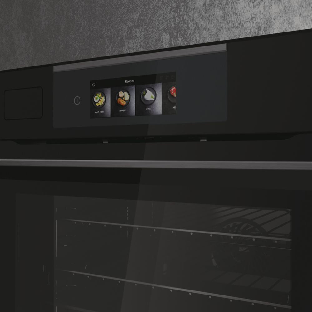 Haier HWO60SM6TS9BH Series 6 60cm I-Touch 68L Single Oven, Steam Injection, 16F + WiFi,Pyro Cleaning,Telescopic,Prob