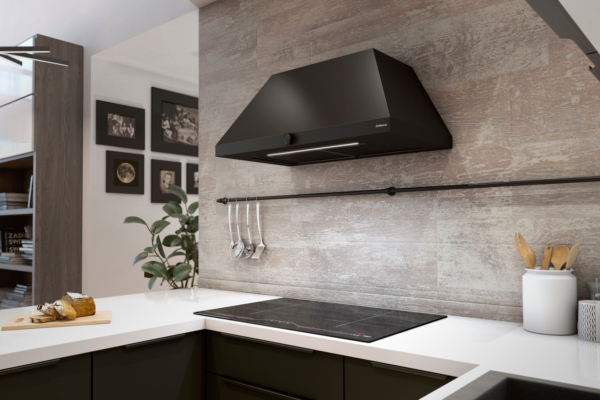 Airforce ICONIC 80cm Wall Mounted Cooker Hood with Rotary dial control- Black Finish