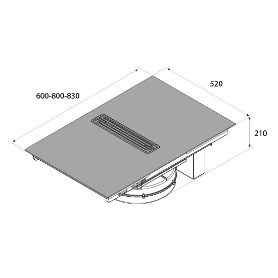 Airforce Innova Artis Plus 83cm FIltering Induction hob with Central Venting Extraction On-Board Motor