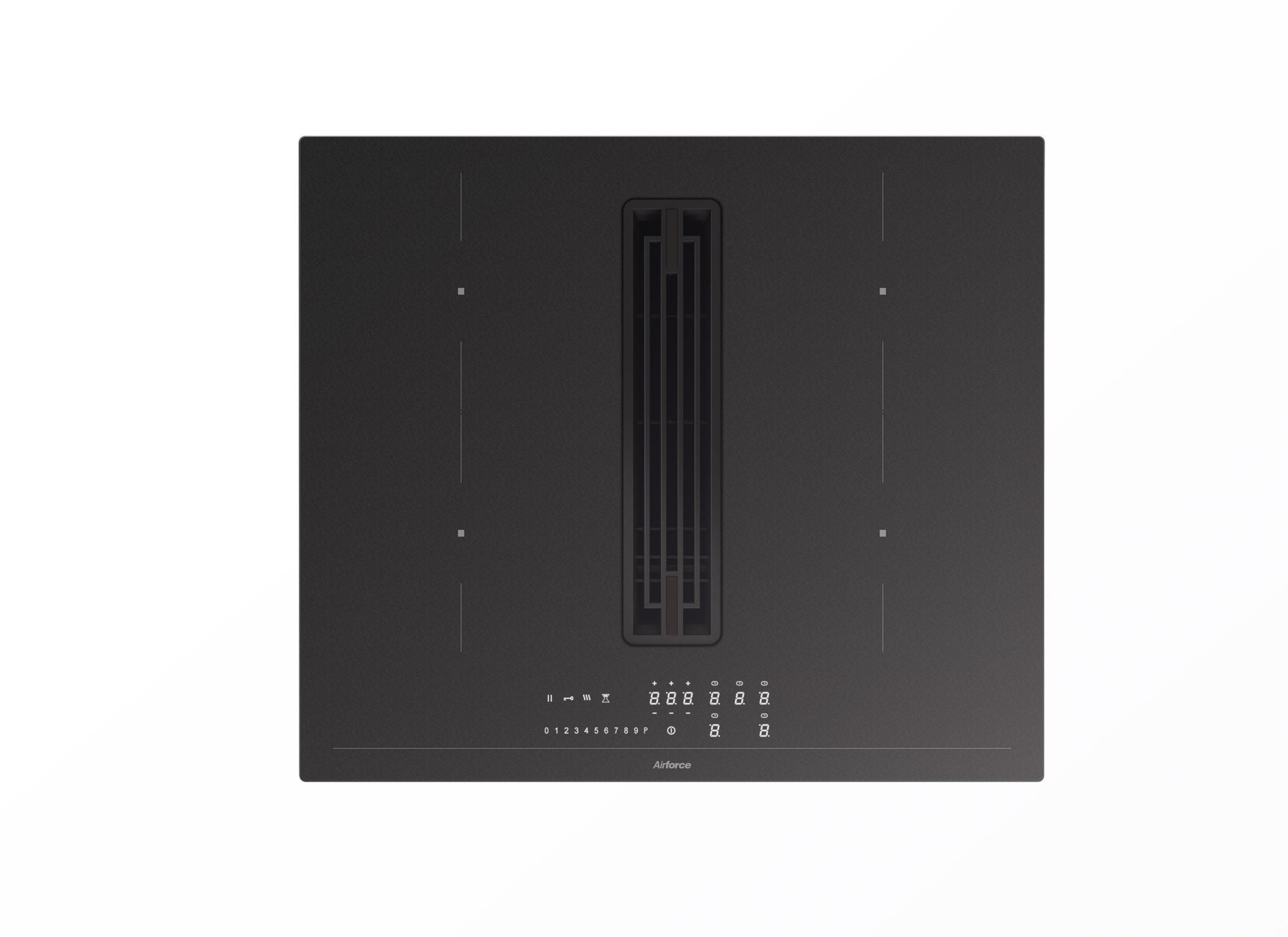 Airforce Innova Artis Plus Petra 60cm Central Venting Induction Hob with On-Board Motor,Matte Black Glass-Recirculating Model-5 Year Warranty