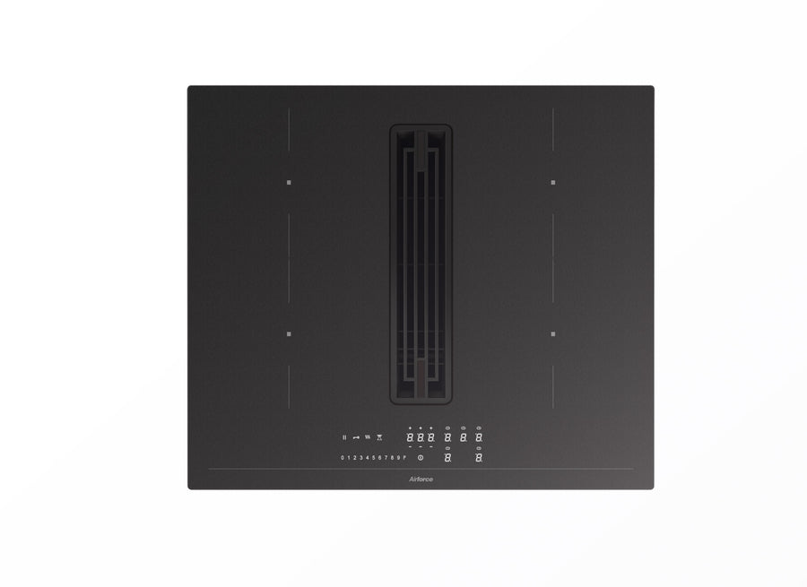 Airforce Innova Artis Plus Petra 60cm Central Venting Induction Hob with On-Board Motor,Matte Black Glass-Externally Ducted-5 Year Warranty