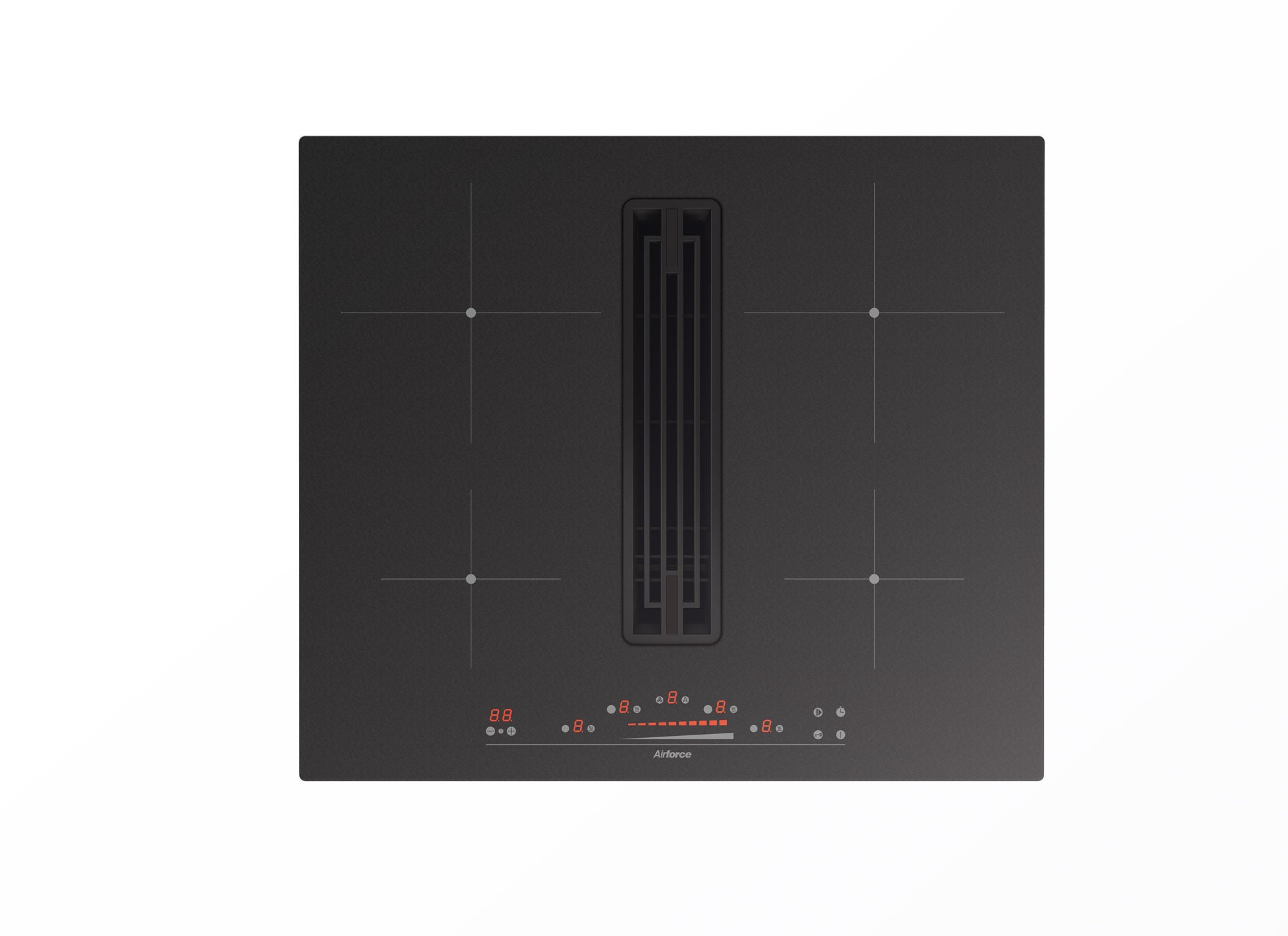 Airforce Innova Artis Prima Petra 80cm Central Venting Induction Hob with On-Board Motor,Matte Black Glass-Recirculating Model-5 Year Warranty.