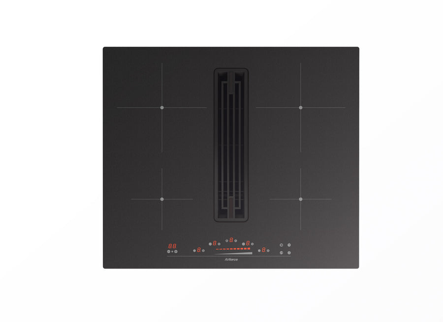 Airforce Innova Artis Prima Petra 80cm Central Venting Induction Hob with On-Board Motor,Matte Black Glass-Recirculating Model-5 Year Warranty.
