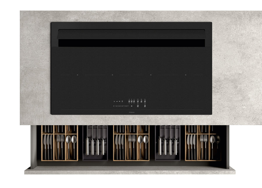 Airforce Plus Petra 90cm Matte Black Induction Hob with Rear Venting & Vertical Motor-Filtering Version-5 Year Warranty