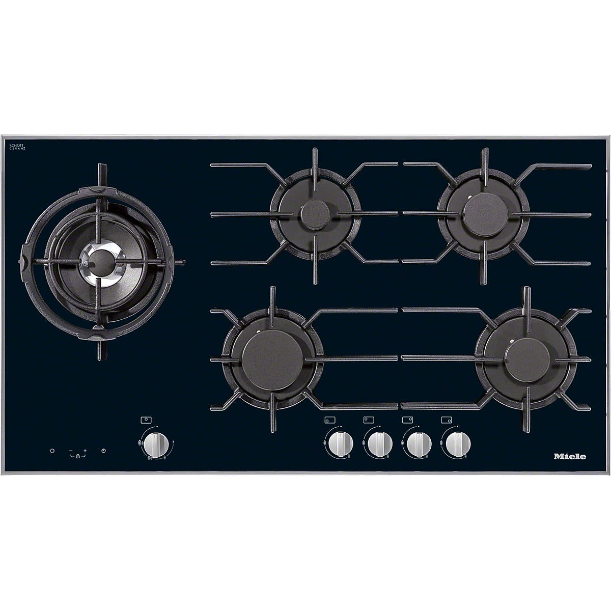 Miele 94.2cm 5 Zone Gas Hob KM3054-1 Black Stainless Steel Finish