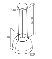 Airforce Restyled Copper New Moon 45cm Island cooker hood,LED,Remote controlled Integra ready