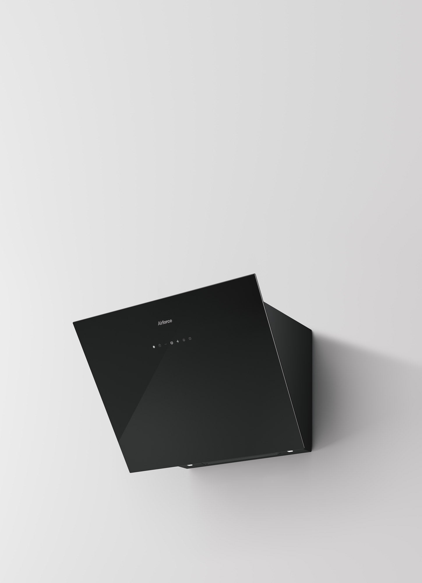 Airforce OMEGA 60cm Vertical Inclined Cooker Hood with Touch Control Black Glass Finish