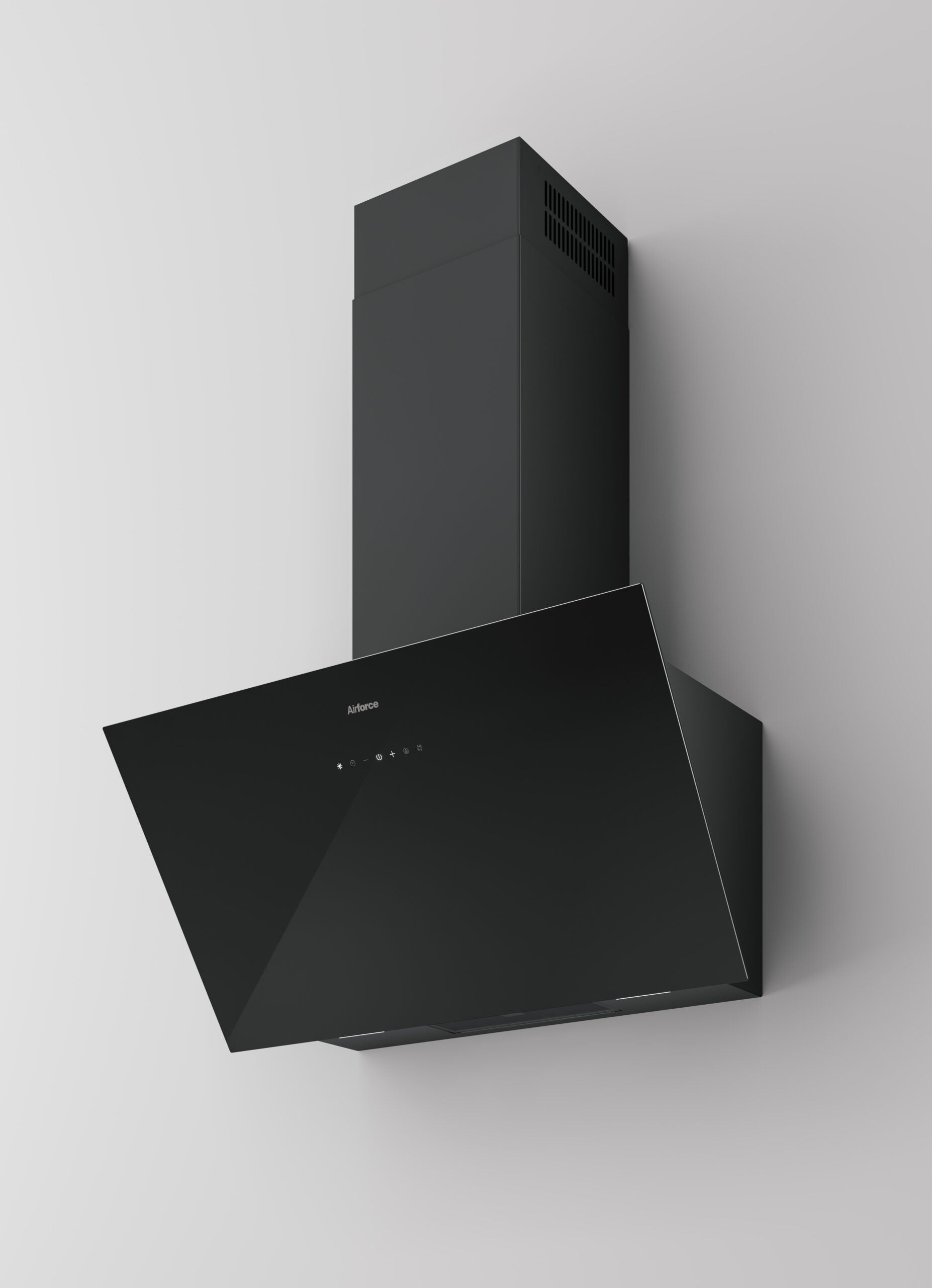 Airforce OMEGA 90cm Vertical Inclined Cooker Hood with Touch Control Black Glass Finish