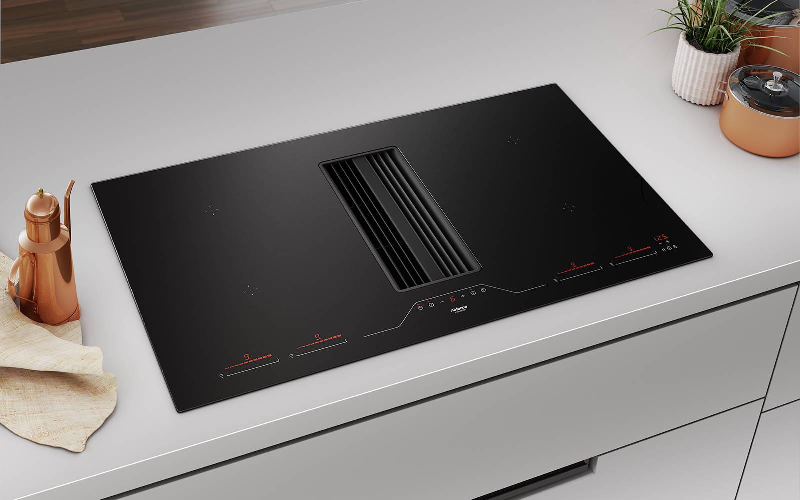 Airforce Aspira Centrale Flex On-Board 90cm Induction Hob with Downdraft Extraction