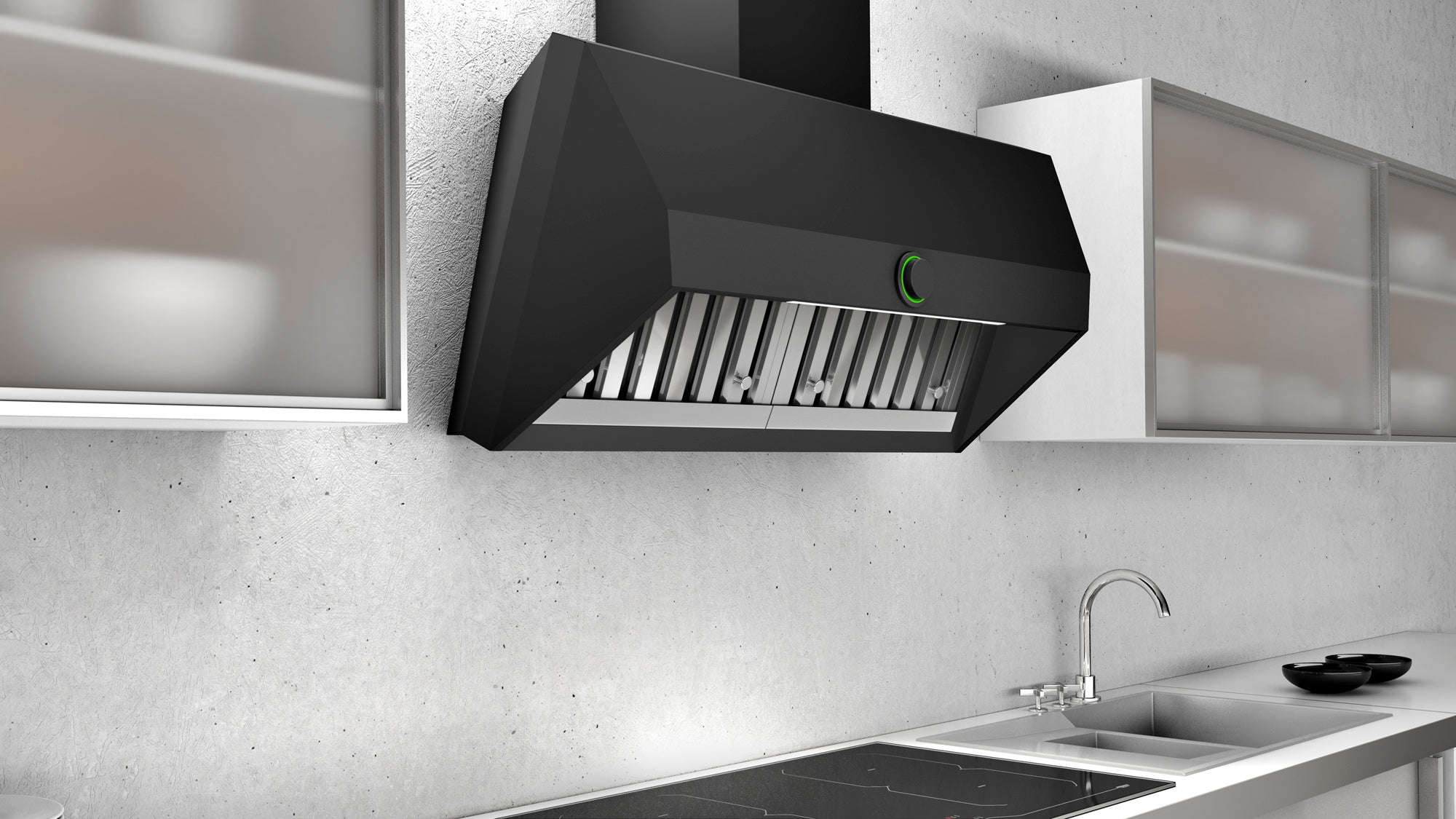Airforce VIS Head 90cm Wall Mounted Cooker Hood with Non Drop System & Stainless Steel baffle grease filtering system - Anthracite Finish