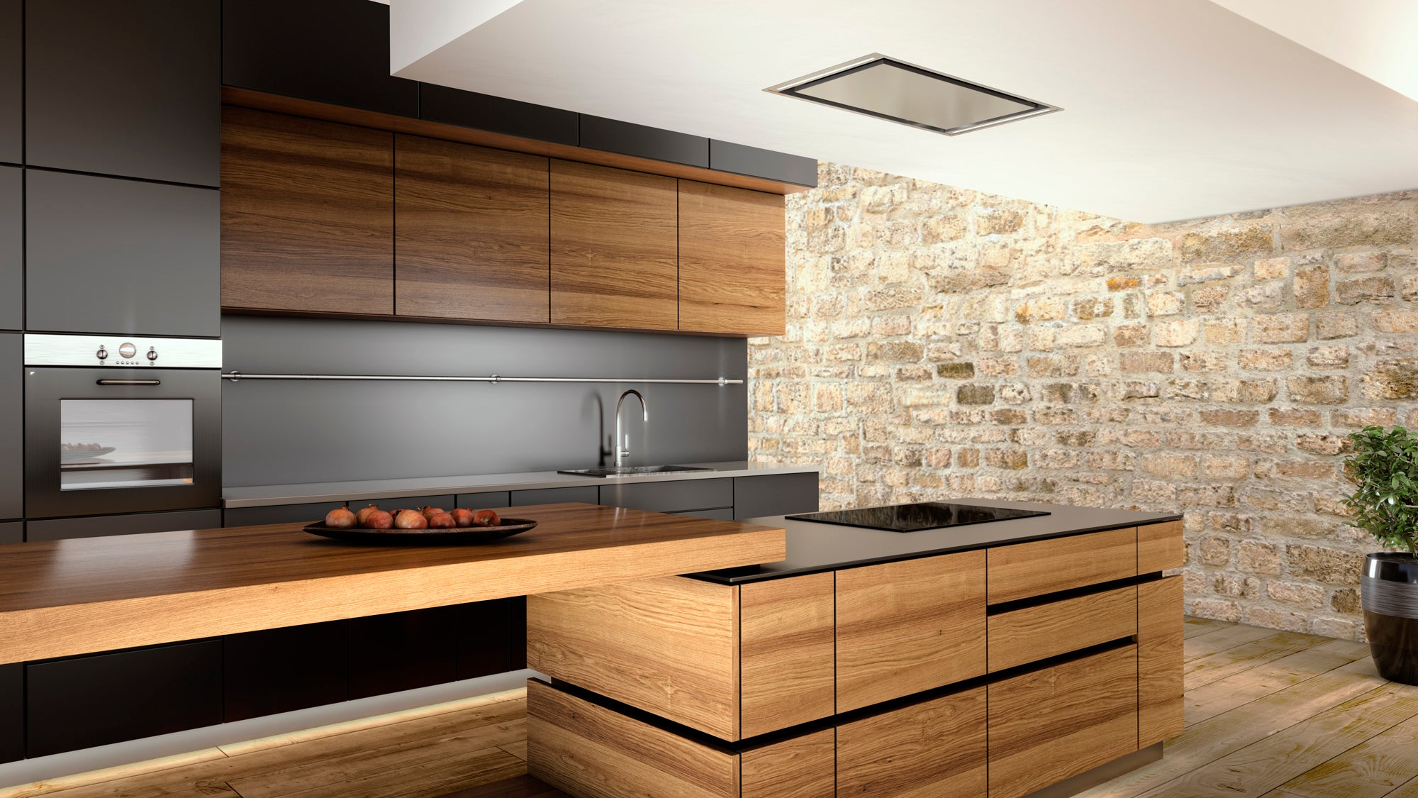 Airforce SILHOUETTE EASY UP Standard Motor 100cm Ceiling Mounted Cooker Hood with Remote Control in Stainless Steel Finish