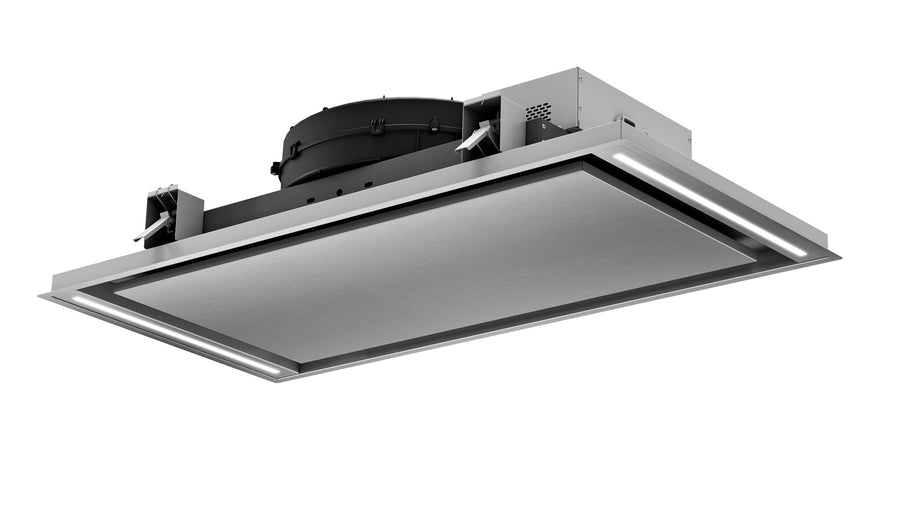 Airforce Silhouette Easy Up 100cm Ceiling Mounted Cooker hood with Flat Motor - Black Steel Finish