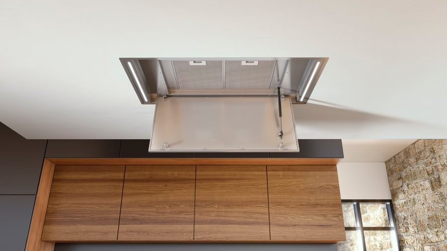 Airforce SILHOUETTE EASY UP Standard Motor 100cm Ceiling Mounted Cooker Hood with Remote Control in Stainless Steel Finish