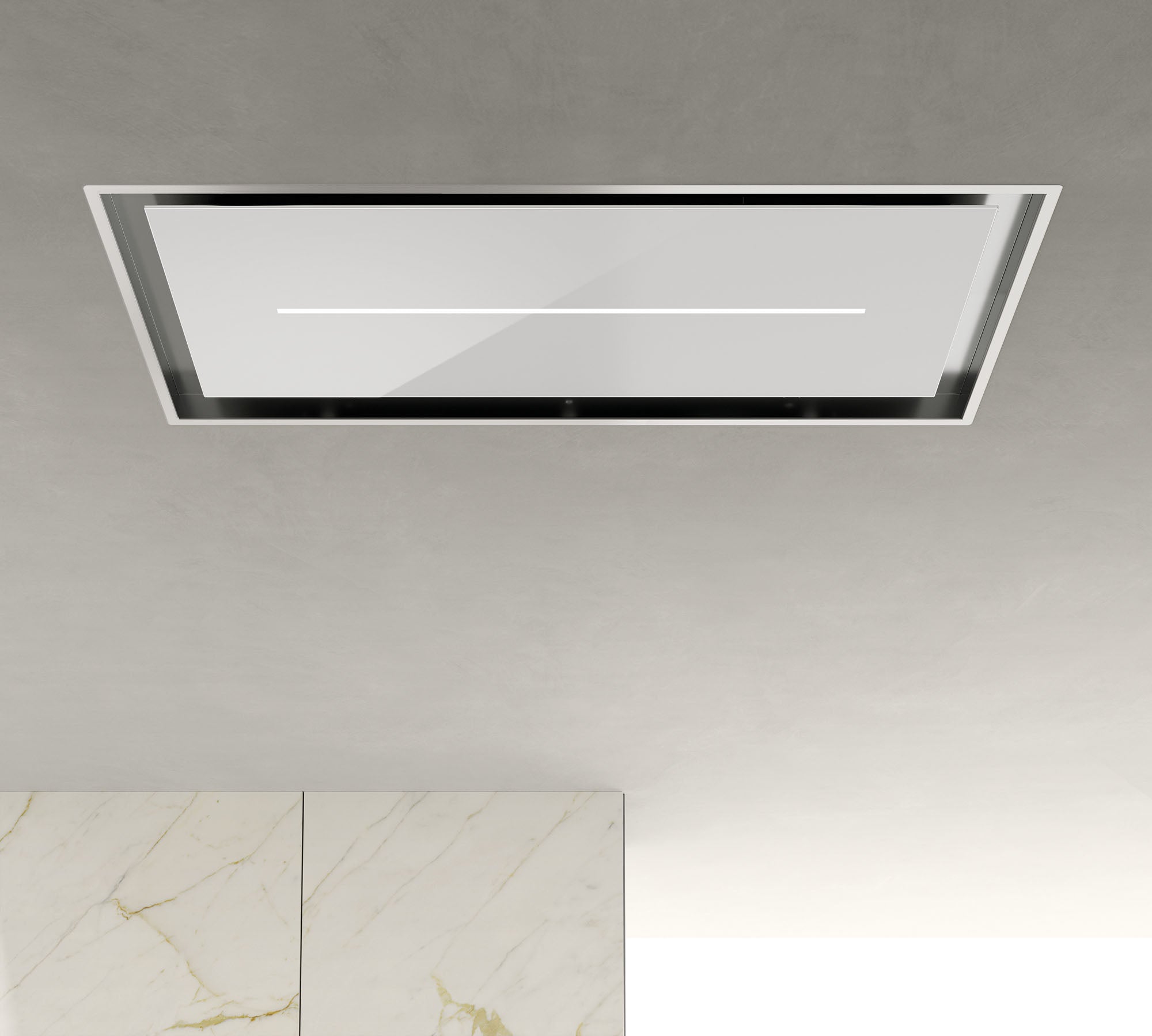 Airforce Sinergia 100cm Easy Up Ceiling Mounted Cooker Hood with White Glass & Stainless Steel Finish