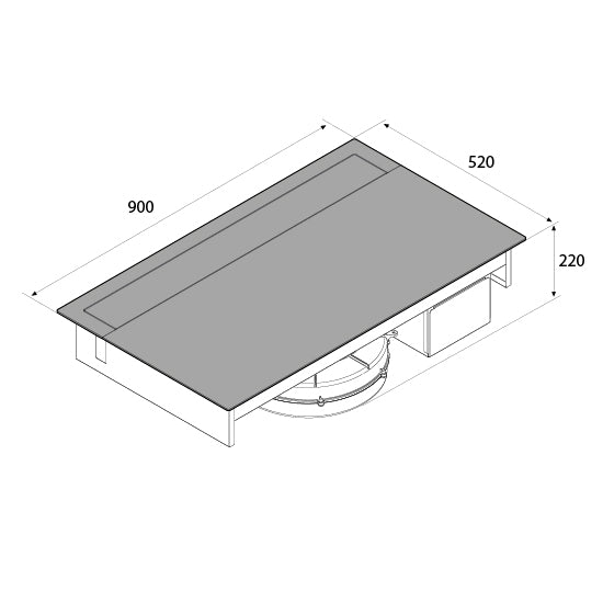 Airforce Slim Plus 90cm Rear Venting Induction Hob with on-board Motor-Recirculating Model