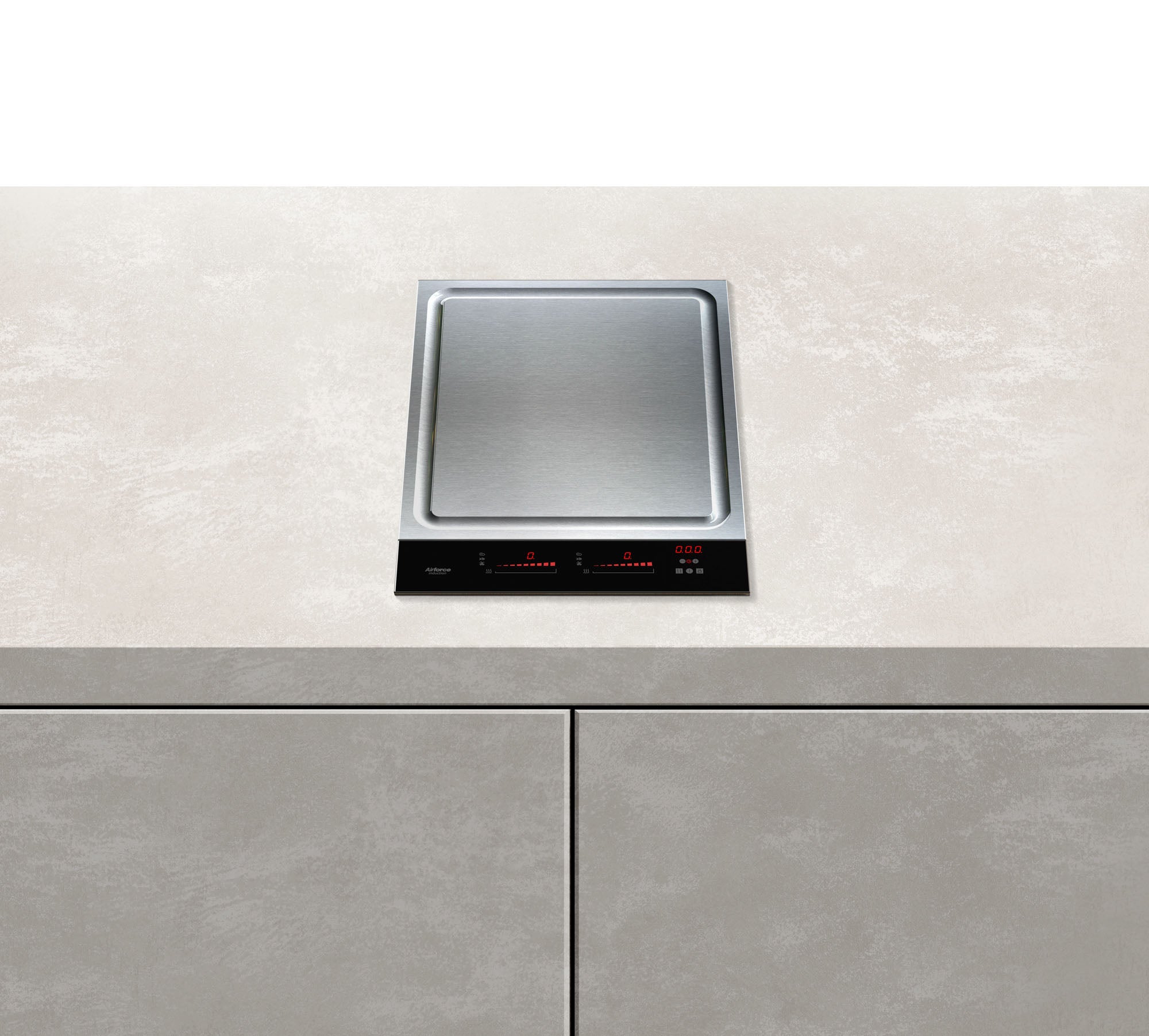 Airforce Teppanyaki 38cm Hob with Touch Slider Controls-Stainless Steel & Black Glass