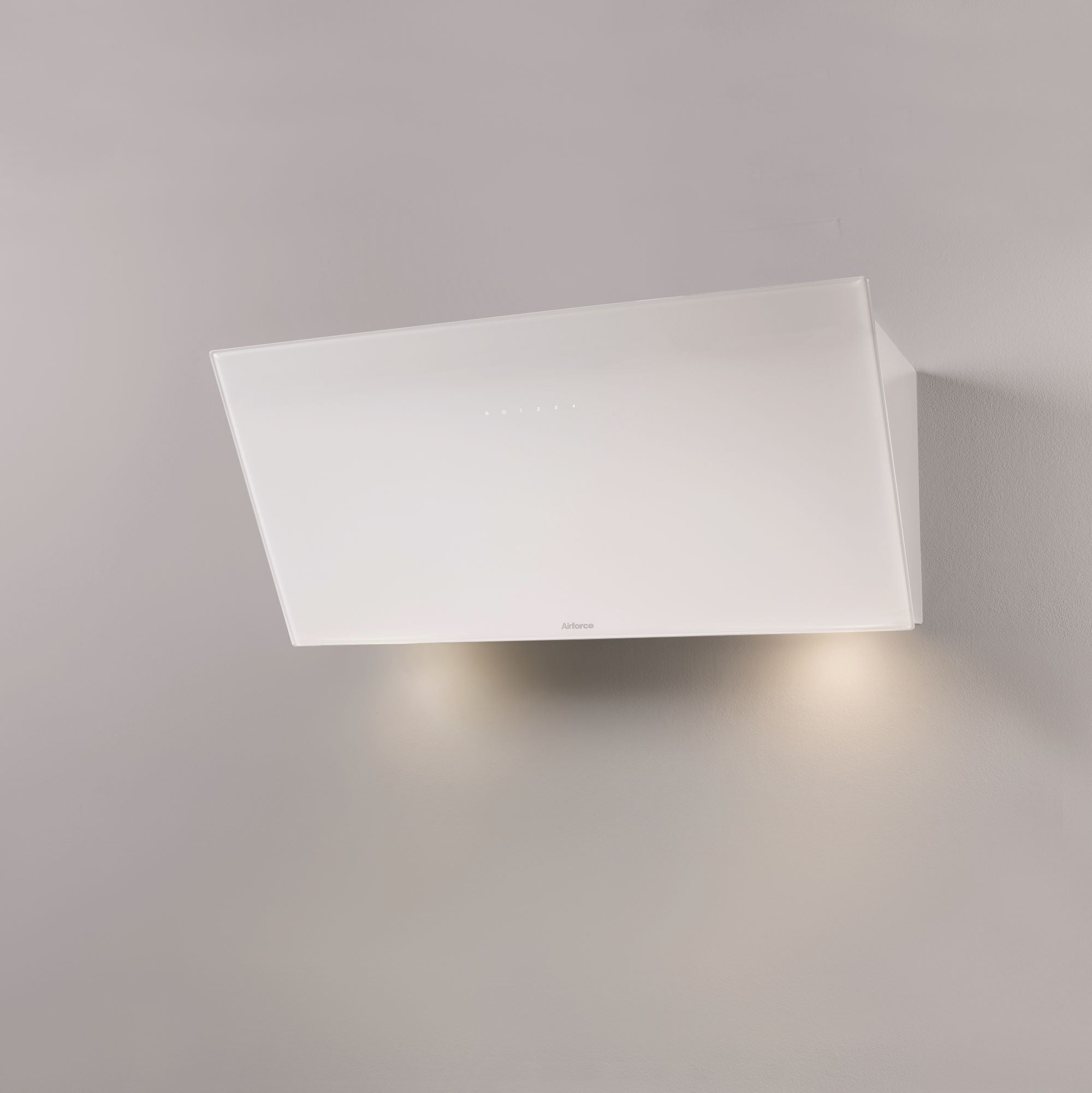 Airforce V1 90cm Angled Wall Mounted Touch Control Cooker Hood with Integra Built In-White Glass Finish