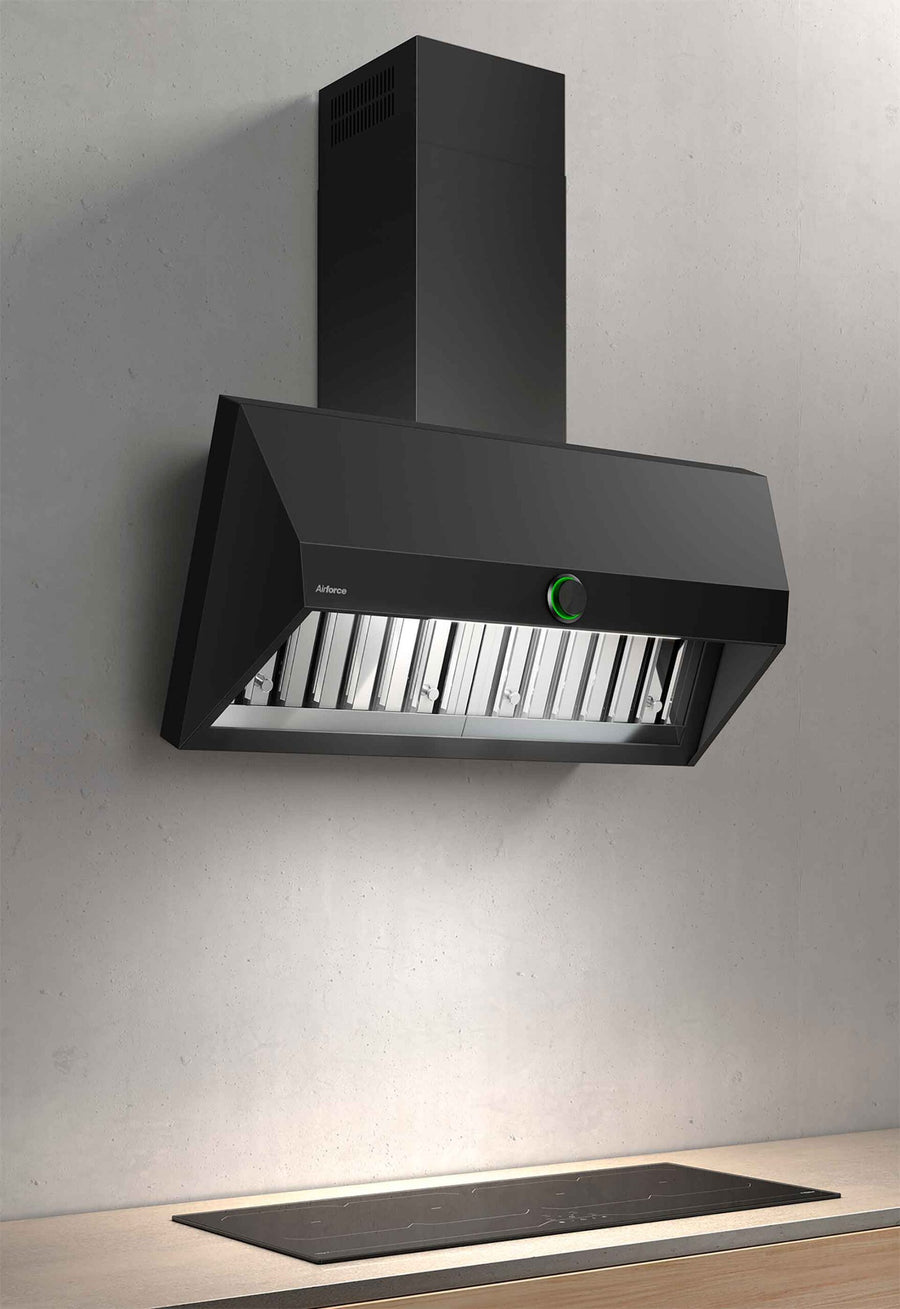 Airforce VIS Head 90cm Wall Mounted Cooker Hood with Non Drop System & Stainless Steel baffle grease filtering system - Anthracite Finish