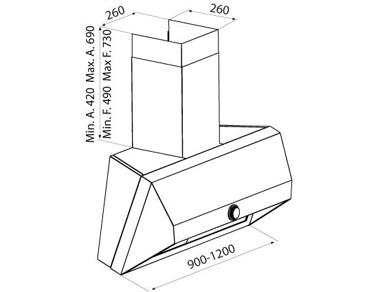 Airforce VIS Head 120cm Wall Mounted Cooker Hood with Non Drop System & Baffle Grease filter system - Anthracite Finish