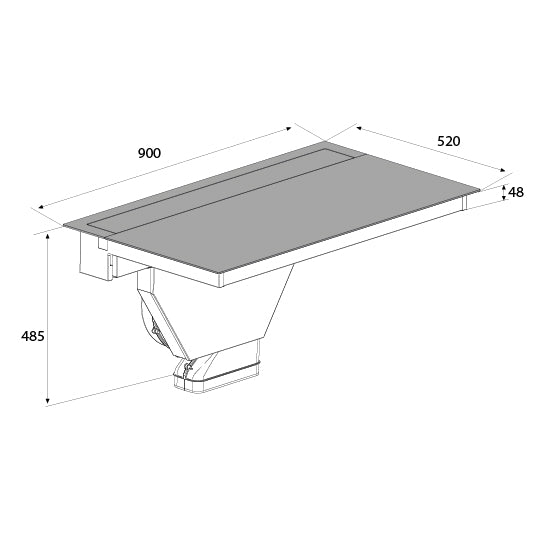 Airforce Innova Visio Pro 90cm Aspirating Induction Hob with Rear Downdraft with Vertical Rear Motor Black Glass with Matte Effect for Scratch Resistance