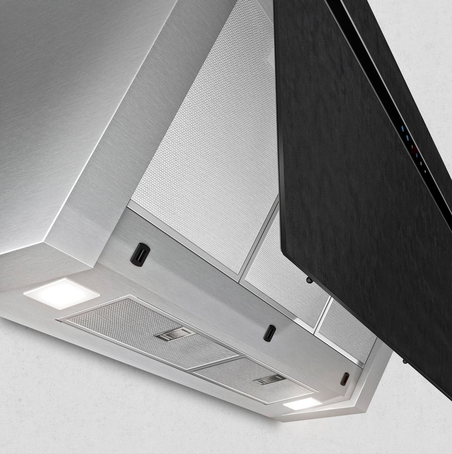 Airforce Gres V15 90cm Flat Wall Mounted Cooker Hood - Black Lime Stone