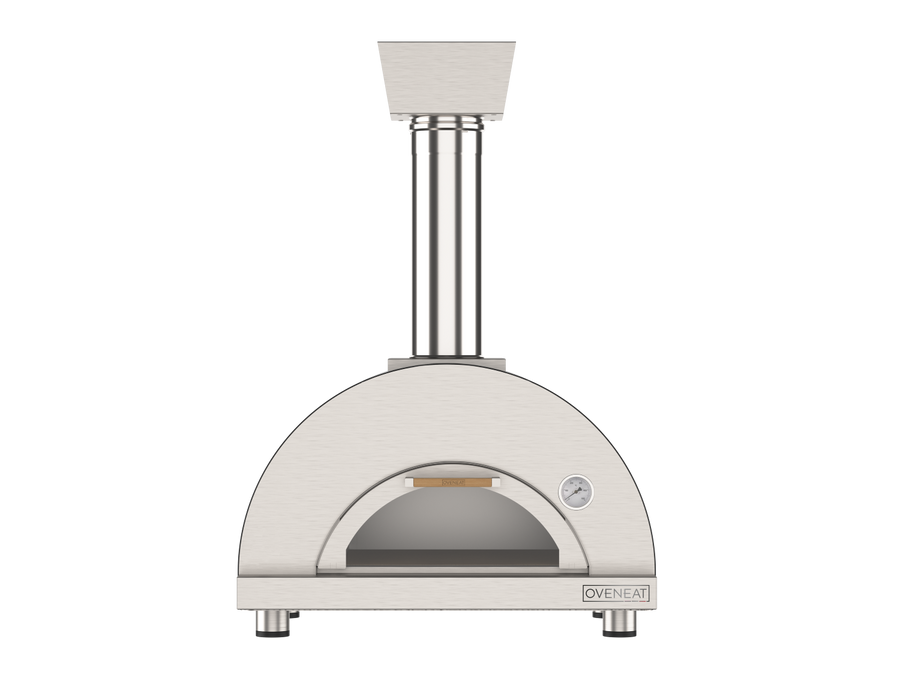Oveneat WDD-1VG Charcoal Grey Wood Fired Single Pizza Oven with Drop-Down Glass Door Includes Brazier & Pizza Peel
