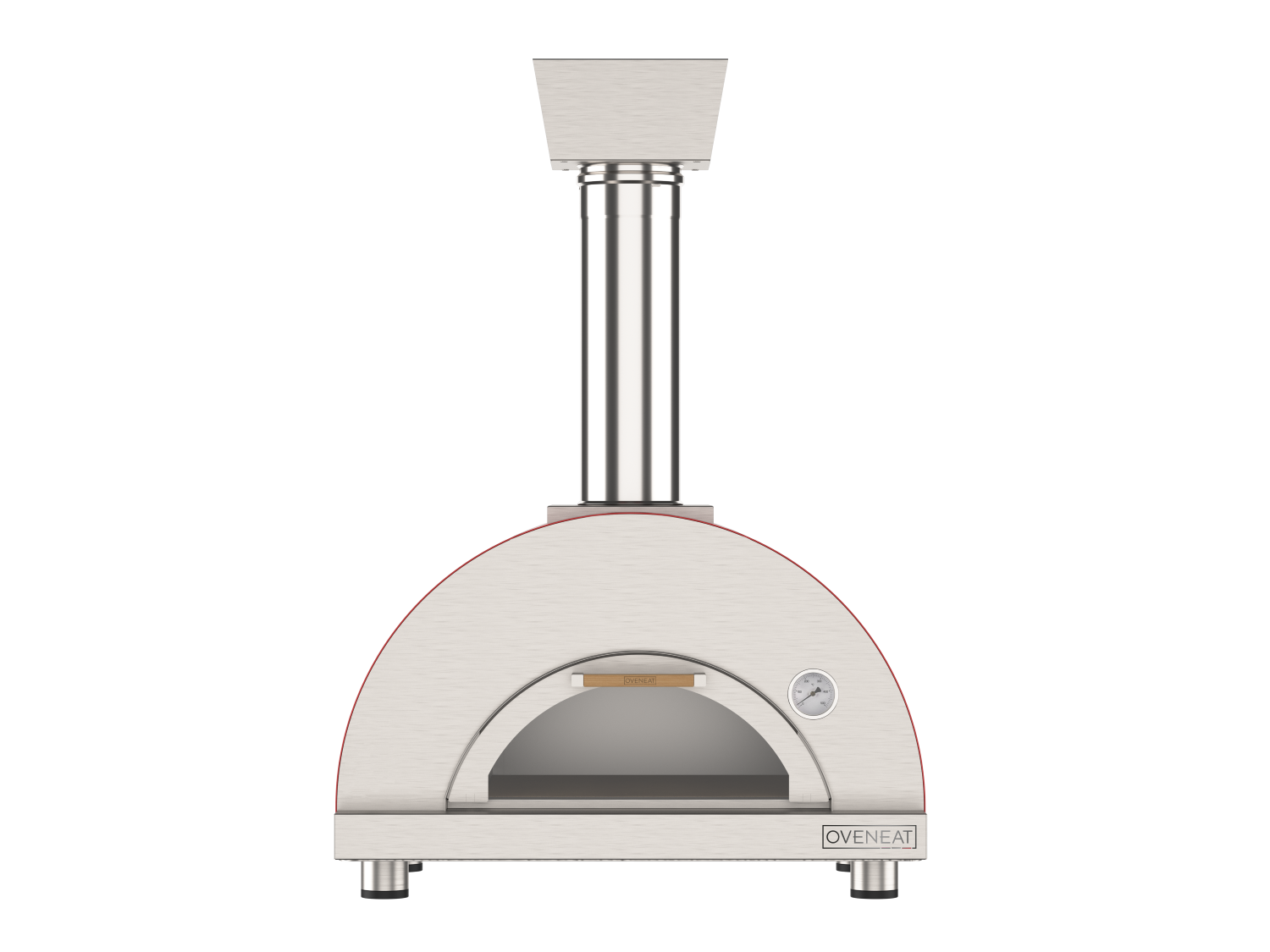 Oveneat WDD-1VR Red Wood Fired single Pizza Oven with Drop-Doen Glass Door Includes Pizza Brazier & Pizza Peel