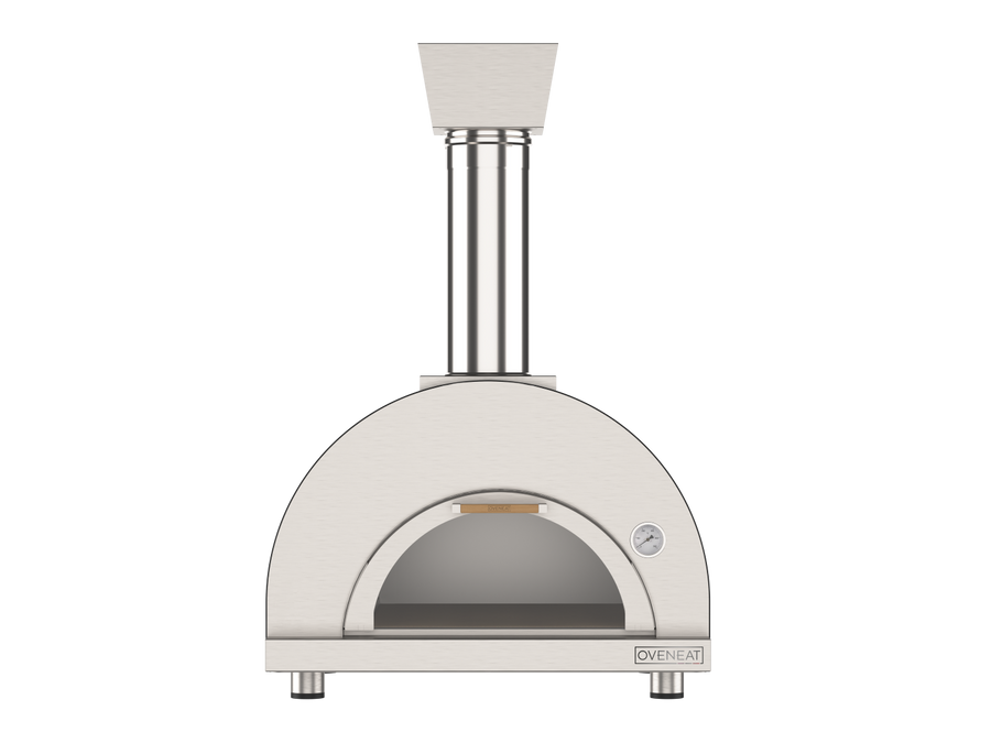 Oveneat WDD-2VG Charcoal Grey Wood Fired Double Pizza Oven with Drop-Down Glass Door includes Brazier & Pizza Peel