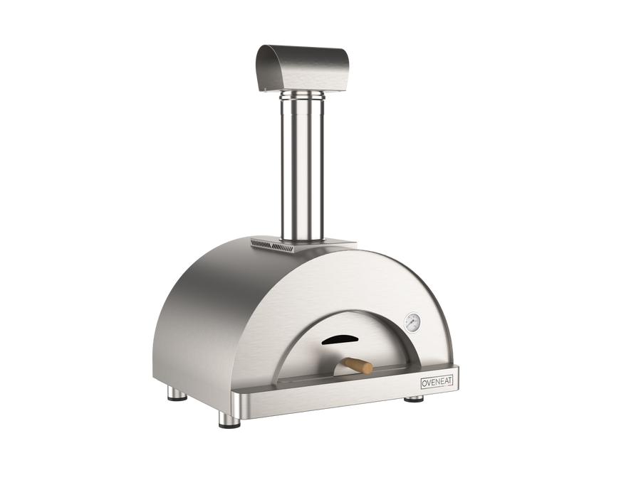 Oveneat WRX-1X Stainless Steel Wood Fired Single Pizza Oven with stainless steel door.Includes brazier and pizza peel.