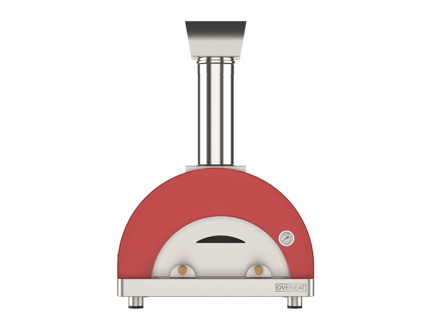 Oveneat WRX-2VR Red Wood Fired Double Pizza oven with stainless steel door.Includes brazier and pizza peel.