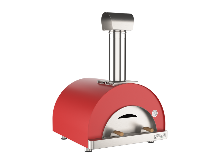 Oveneat WRX-2VR Red Wood Fired Double Pizza oven with stainless steel door.Includes brazier and pizza peel.