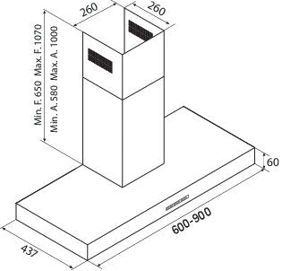 Airforce F53 D2 60cm Wall Mounted Cooket Hood with Touch Controls in Stainless Steel Finish
