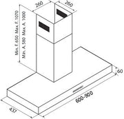 Airforce F53 D2 90m Wall Mounted Cooker Hood with Touch Controls in Stainless Steel Finish