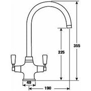 CDA TT41CH Traditional quarter turn lever monobloc tap