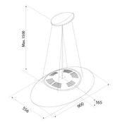 Airforce Eclipse 90cm Island Cooker Hood Satin White Finish with LED Surround