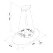 Airforce Eclipse 90cm Island Cooker Hood In Black Finish with LED lighting Surround