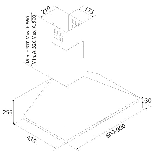 Airforce F0 D2 60cm Wall Mounted Cooker Hood with Slider Controls Stainless Steel Finish