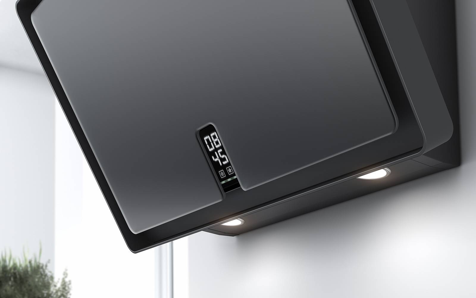 Airforce F153 80cm Wall Mounted Cooker hood Touch control with Clock-Black Satin Glass Finish
