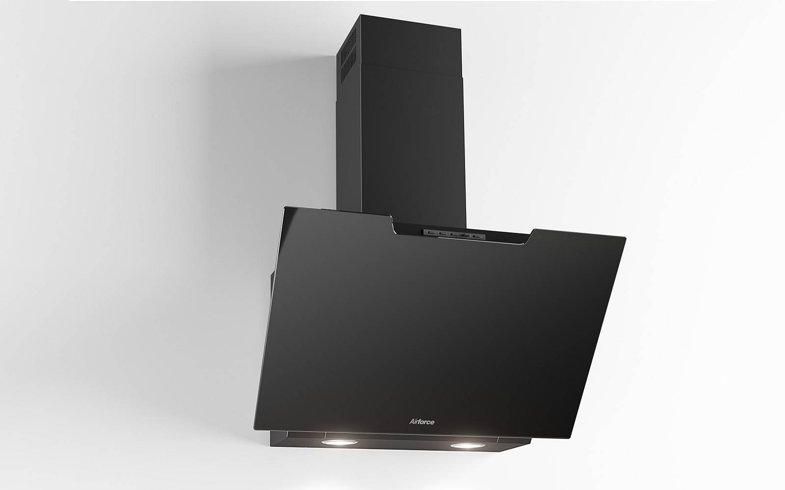 Airforce F212 60cm Wall Mounted Cooker hood with Soft push button control-Black Glass Finish