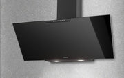 Airforce F212 90cm Angled Wall Mounted Cooker Hood with Soft Push Button Controls- Black Glass Finish