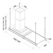 Airforce Frame 180cm Premium Island Cooker Hood - Antracite Finish