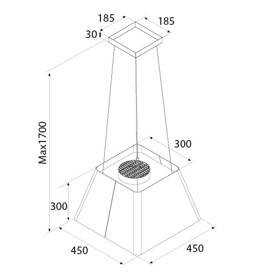 Airforce Gaia 45cm Island Cooker Hood with Touch Control Buttons in Stainless Steel Finish