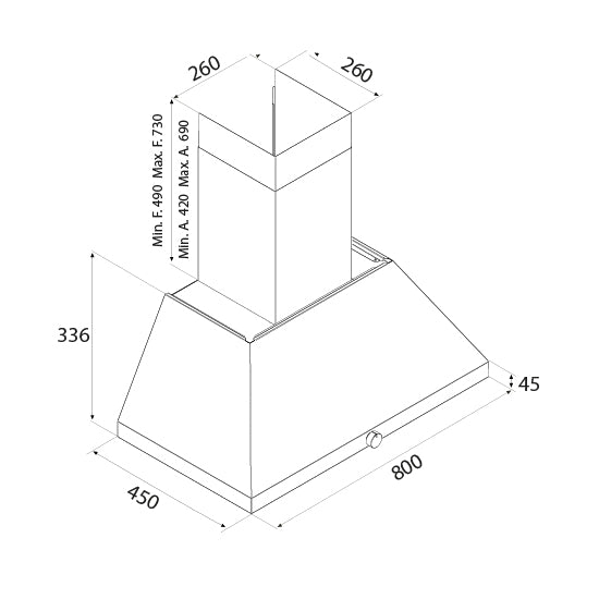 Airforce ICONIC 80cm Wall Mounted Cooker Hood with Rotary dial control- Black Finish
