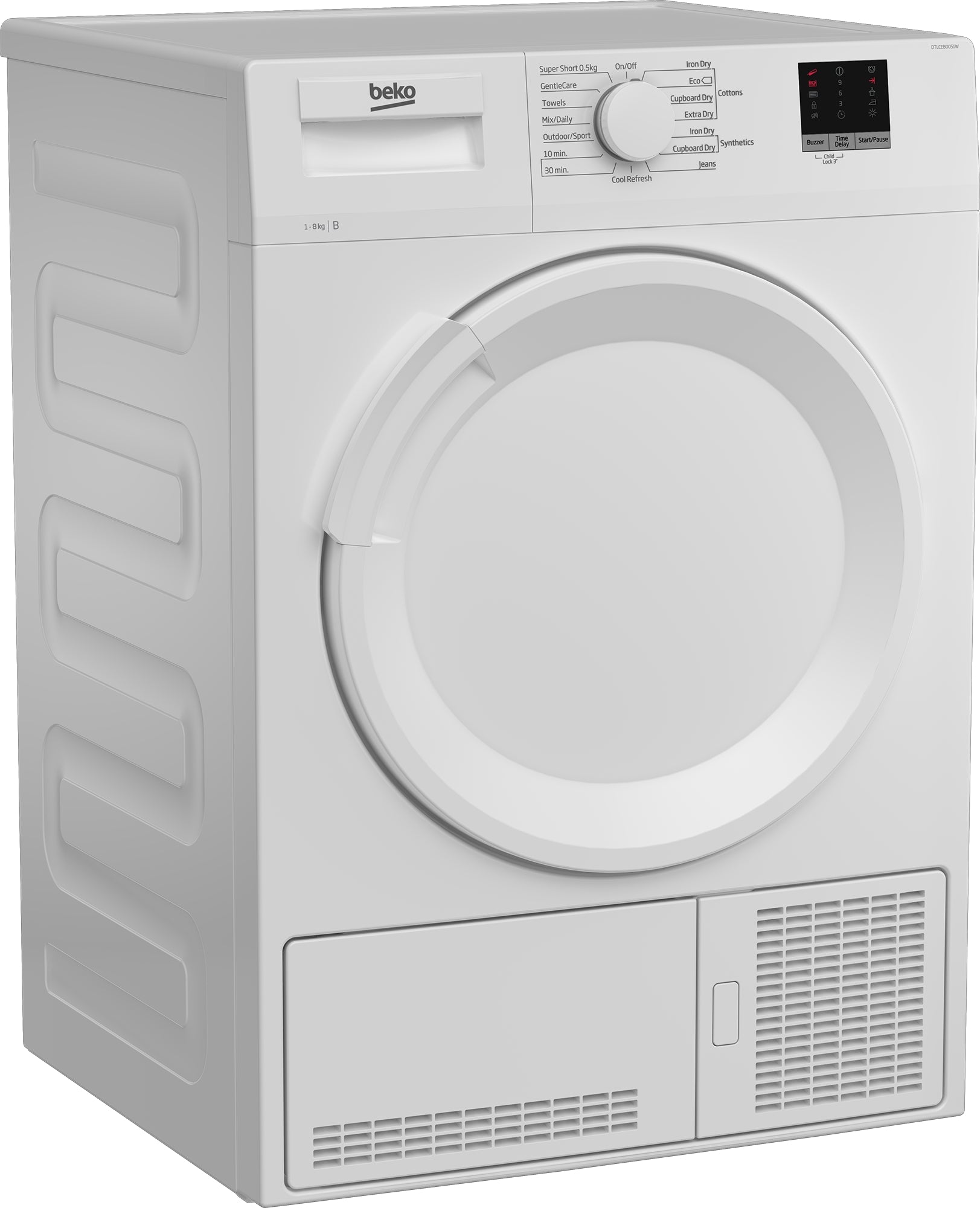 Beko DTLCE80051W Freestanding 8kg 60cm Condensor Tumble Dryer-White